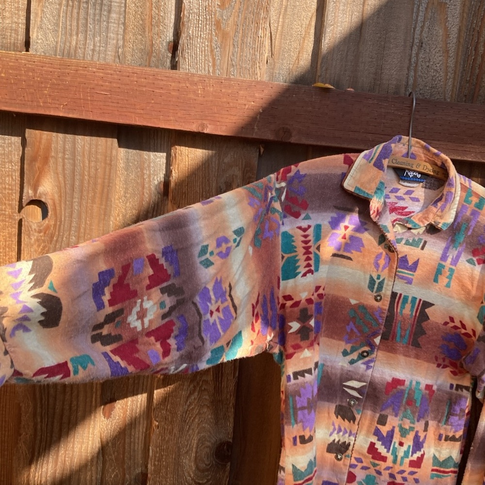 Vintage Roper Southwestern print flannel shirt - Picture 7 of 11